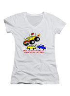 White There are Very Few Problems a Monster Truck Can't Solve Juniors V-Neck T-Shirt