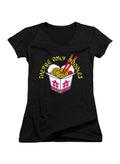 Black They're Only Noodles Juniors V-Neck T-Shirt
