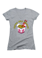 Gray They're Only Noodles Juniors V-Neck T-Shirt
