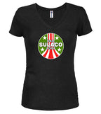 Black Transport Ship Logo Juniors V-Neck T-Shirt