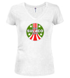 White Transport Ship Logo Juniors V-Neck T-Shirt