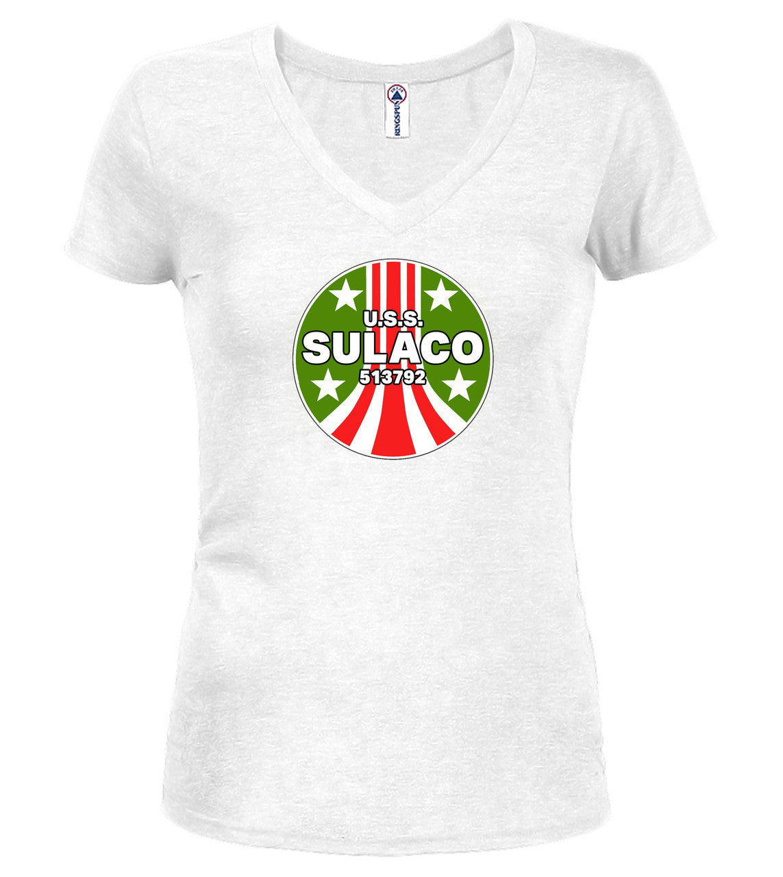 White Transport Ship Logo Juniors V-Neck T-Shirt