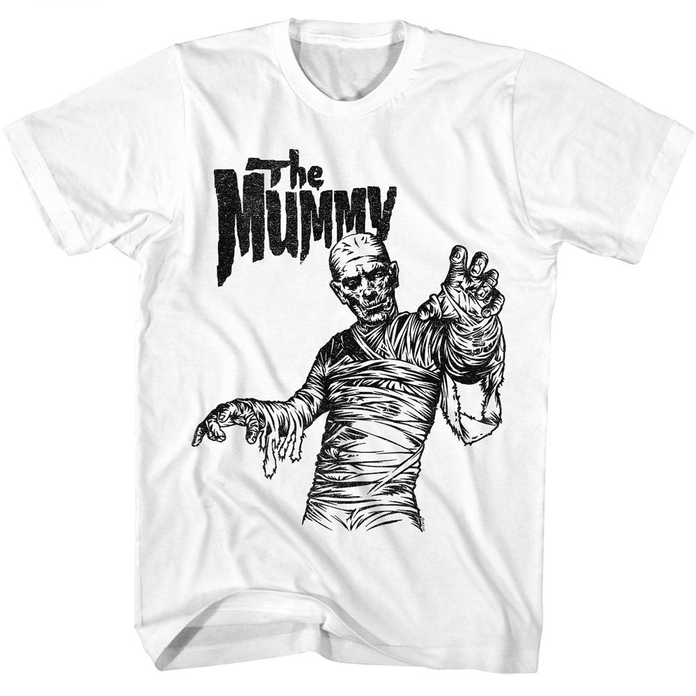 White Universal Monsters t-shirt featuring a The Mummy White design