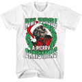 White Universal Monsters t-shirt featuring a Howl a Merry design