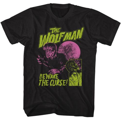 Black Universal Monsters t-shirt featuring a Beware the Curse design