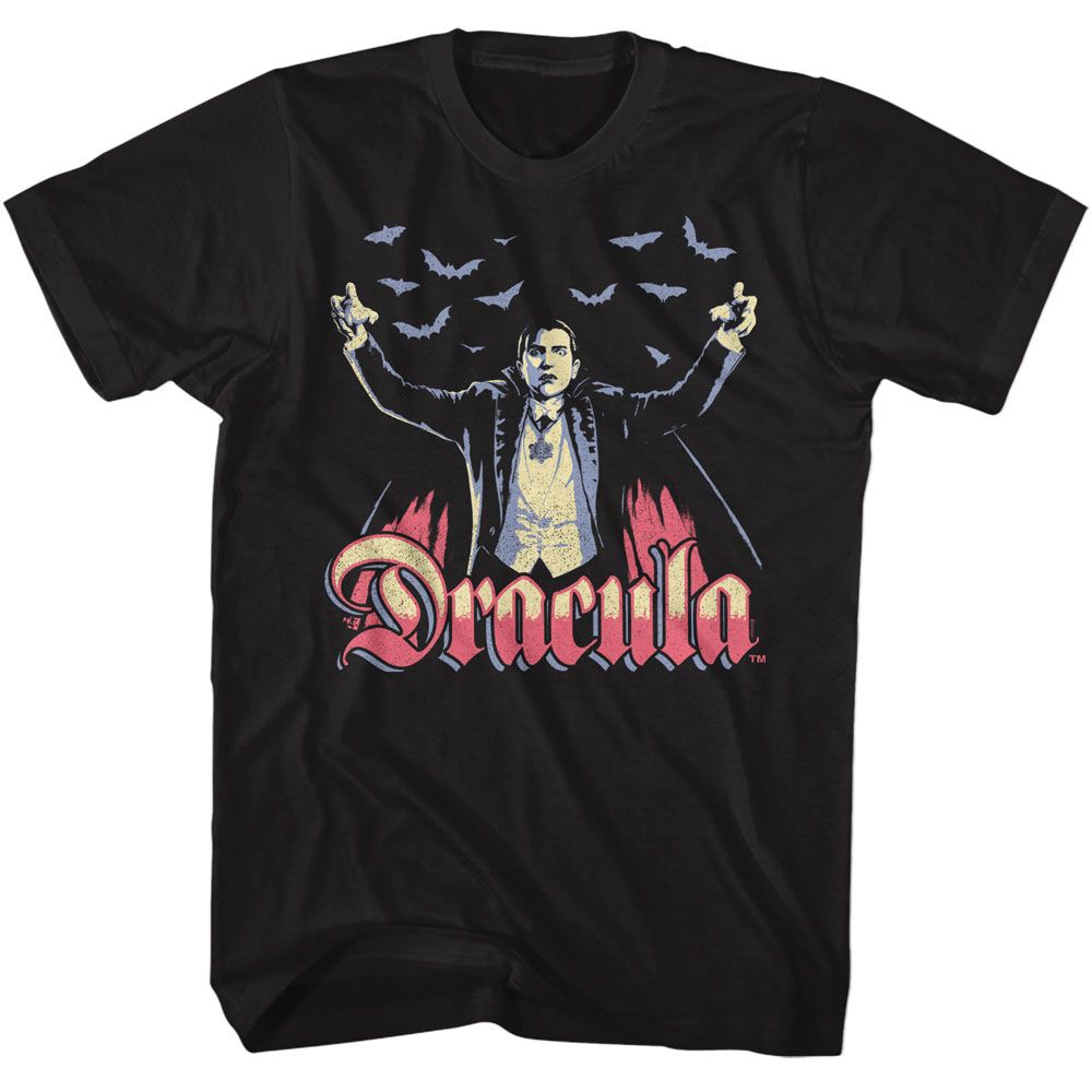 Black Universal Monsters t-shirt featuring a Multitone Dracula design