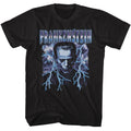 Black Universal Monsters t-shirt featuring a Frankenstein Lightning design