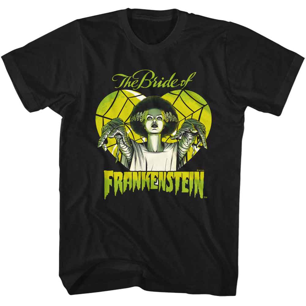 Black Universal Monsters t-shirt featuring a Bride in Heart design