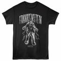 Black Universal Monsters t-shirt featuring a Frankenstein Spray Paint design
