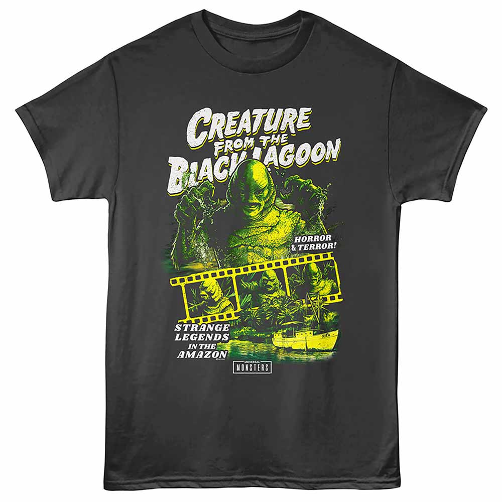 Smoke Gray Universal Monsters t-shirt featuring a Black Lagoon Reel design