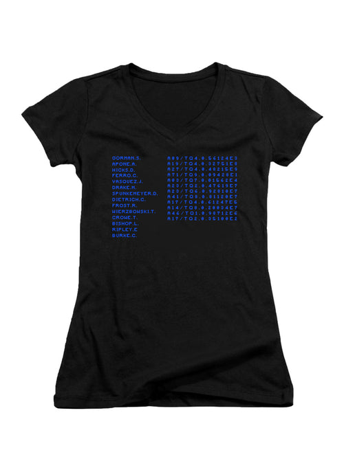 Black USS Sulaco Crew Dot Matrix Juniors V-Neck T-Shirt