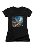 Black Underground City Juniors V-Neck T-Shirt