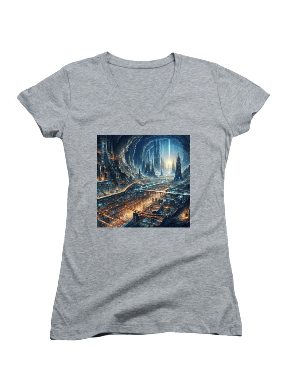 Gray Underground City Juniors V-Neck T-Shirt