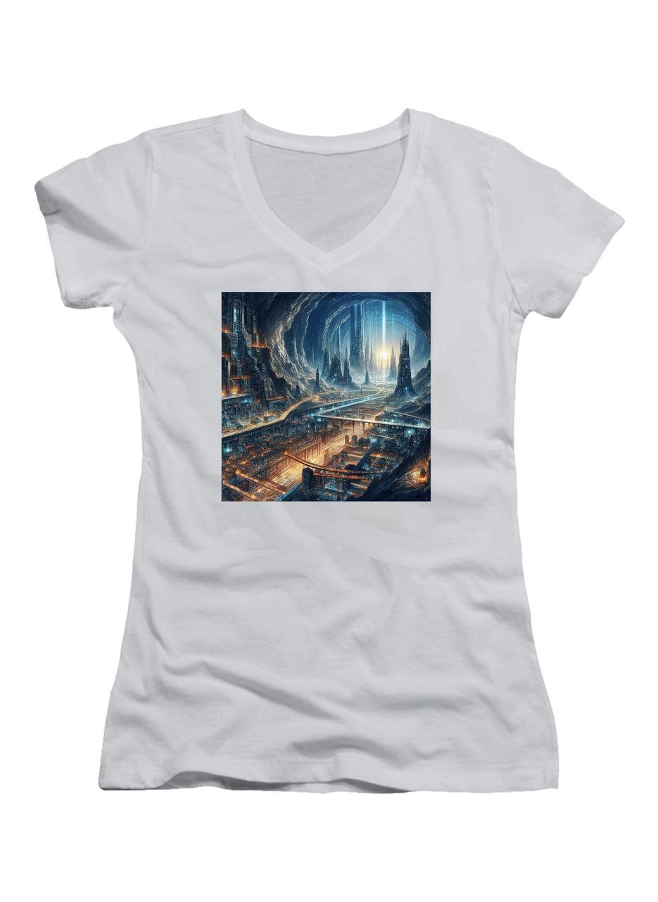 White Underground City Juniors V-Neck T-Shirt