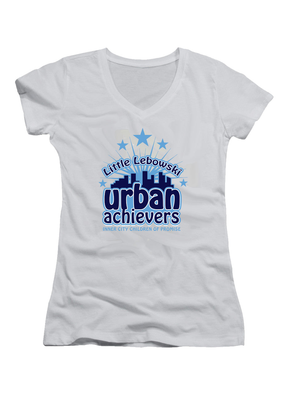 White Urban Achievers Juniors V-Neck T-Shirt