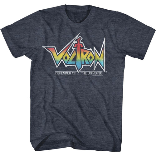 Heather Navy Voltron t-shirt featuring a Rainbow Logo design