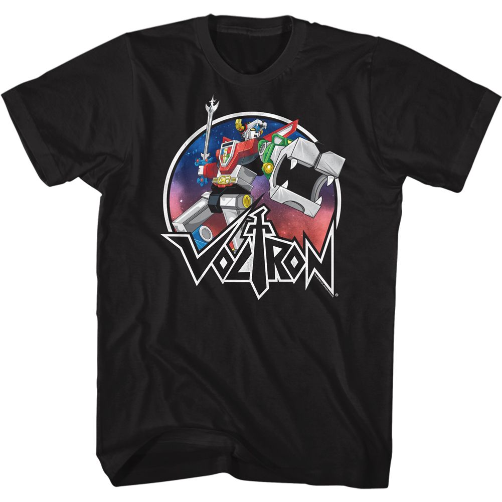Black Voltron t-shirt featuring a Circle Robot Sketch design
