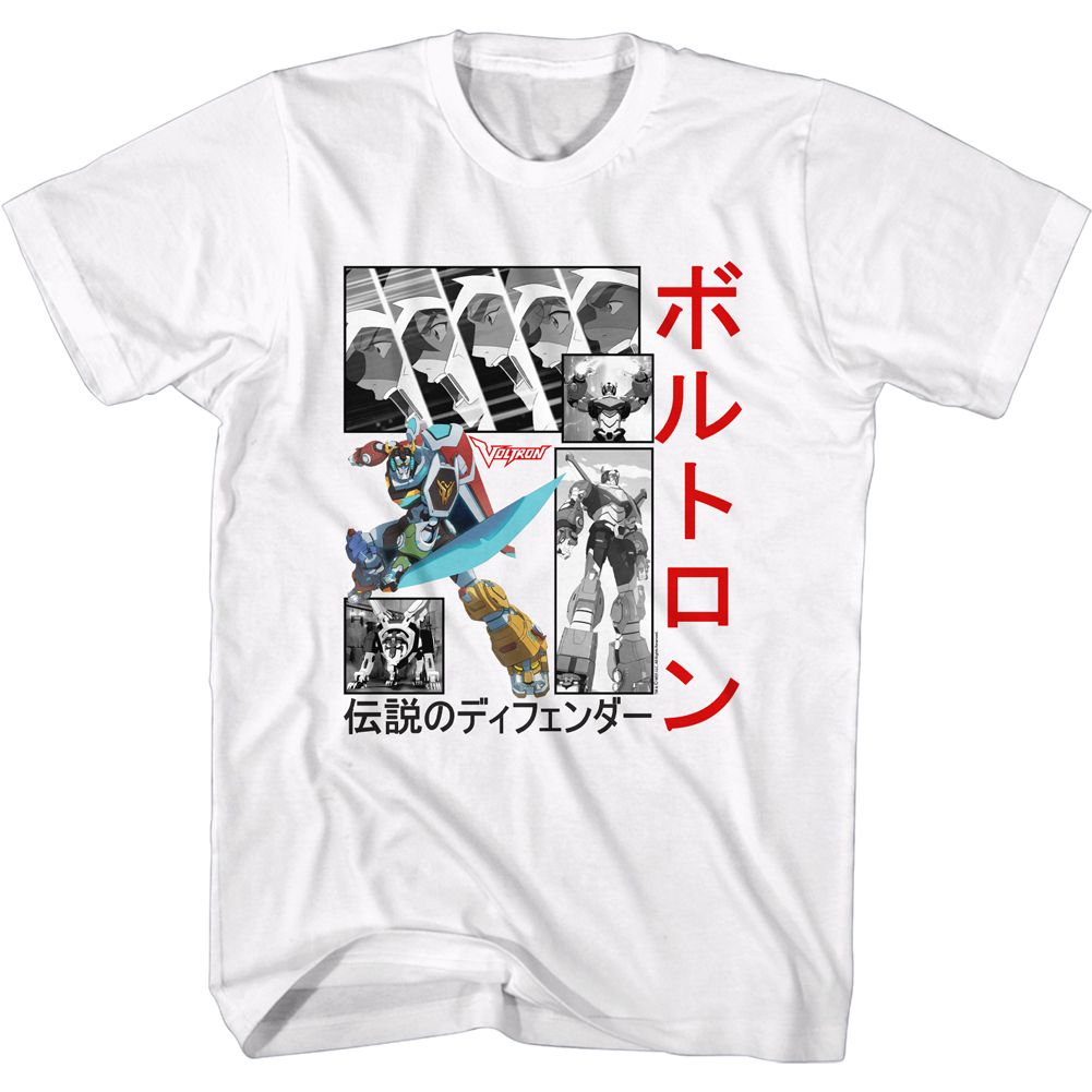 White Voltron t-shirt featuring a Squares and Japanese design