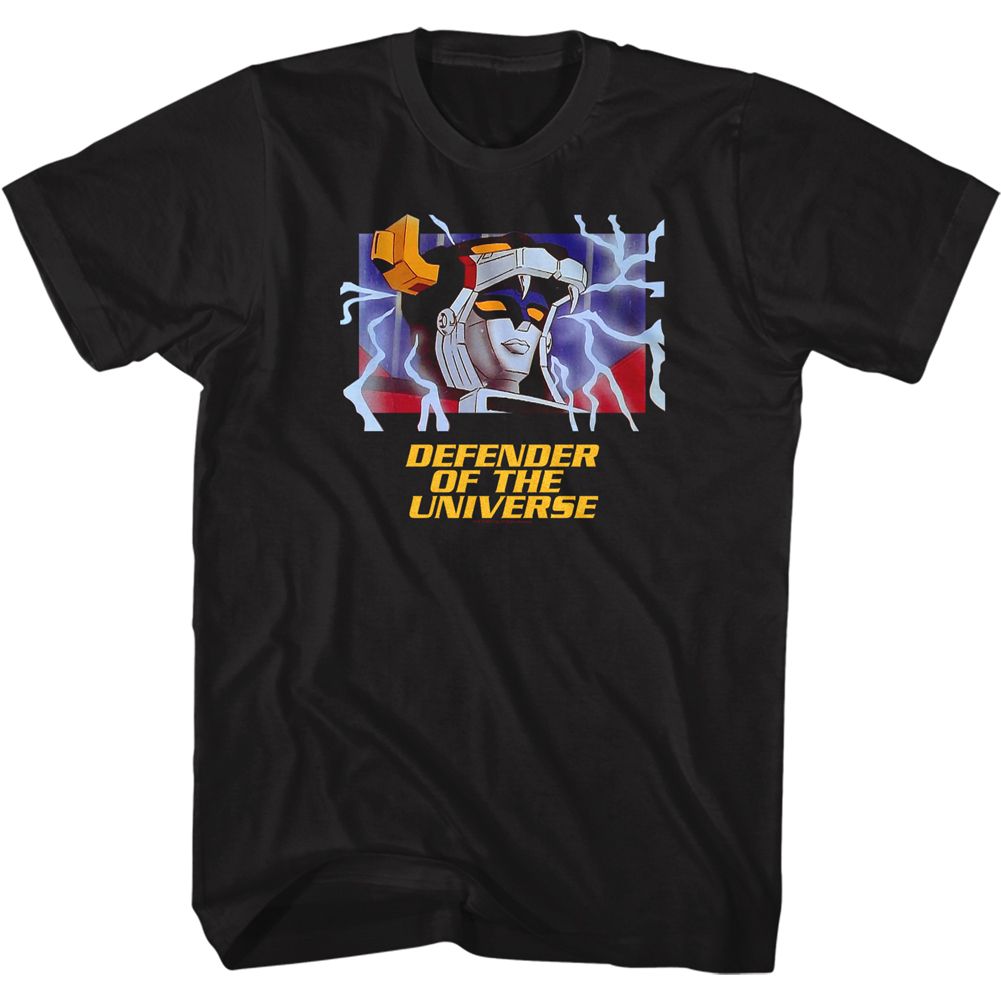 Black Voltron t-shirt featuring a Small Box design