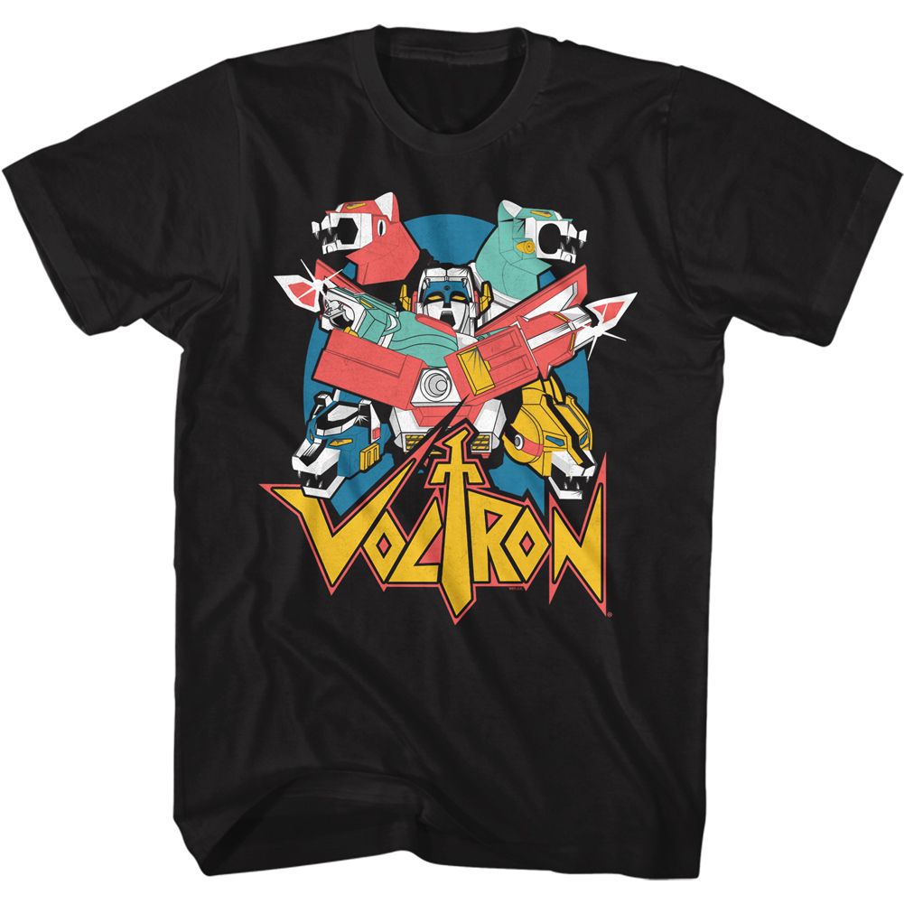 Black Voltron t-shirt featuring a Retron design