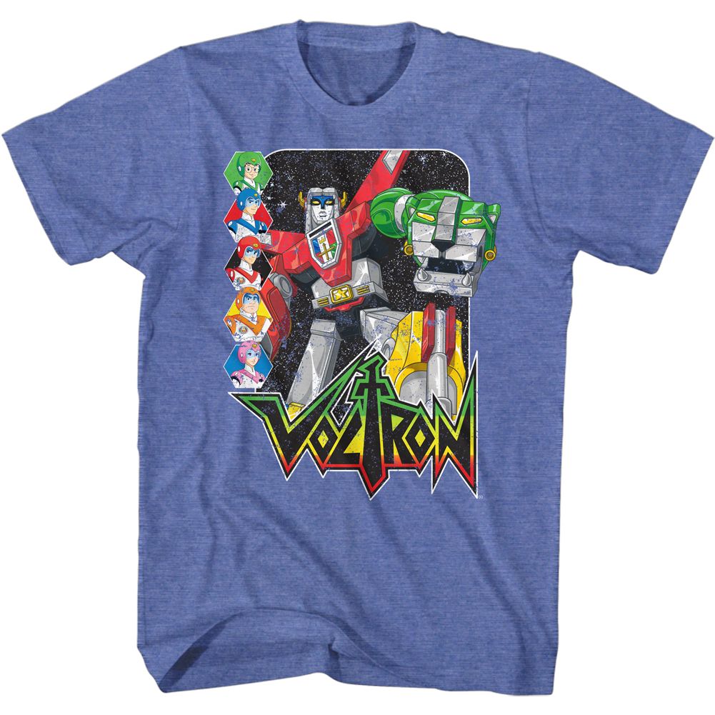 Heather Royal Voltron t-shirt featuring a Pilots design