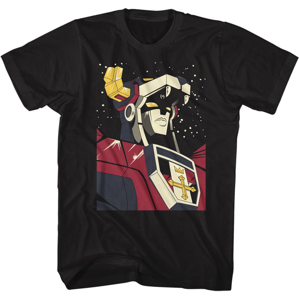 Black Voltron t-shirt featuring a Defender in Space design