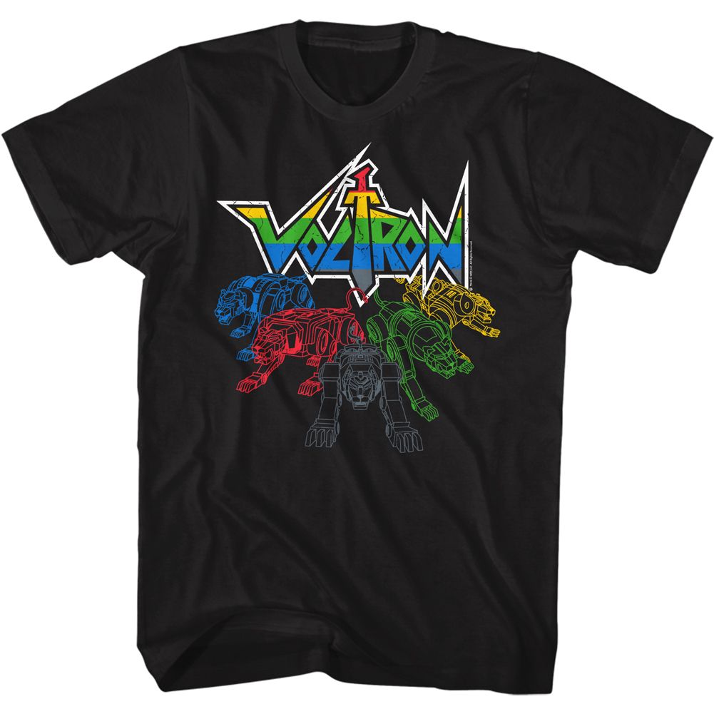 Black Voltron t-shirt featuring a Cats and Logo design