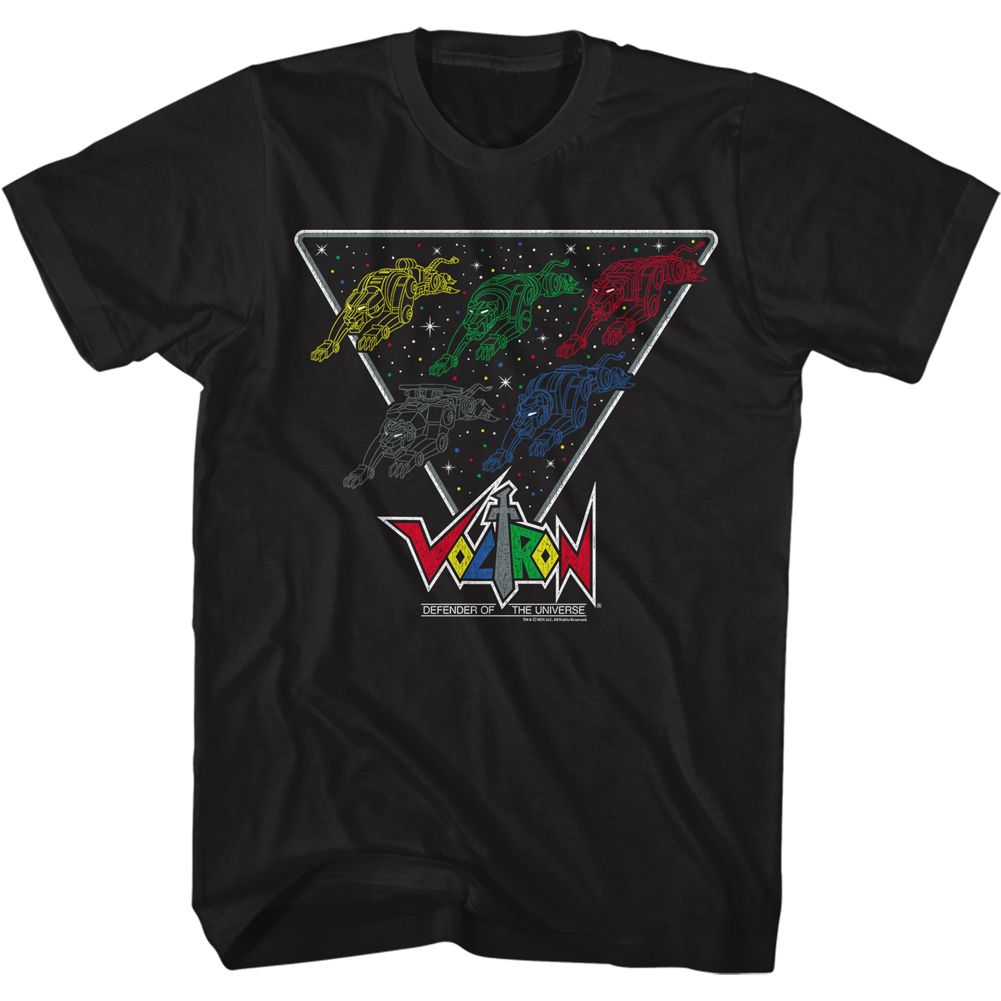 Black Voltron t-shirt featuring a Lion Formation design