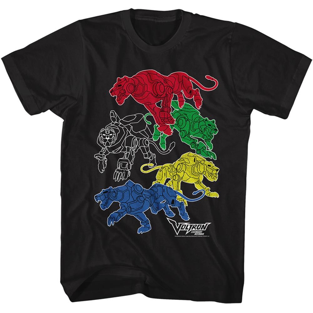 Black Voltron t-shirt featuring a Lions design