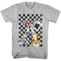 Heather Gray Voltron t-shirt featuring a 80s Checkerboard design