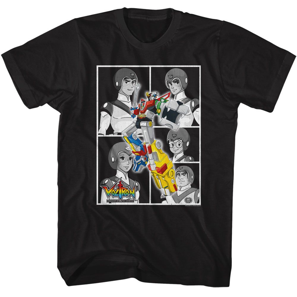 Black Voltron t-shirt featuring a Black and White Boxes design