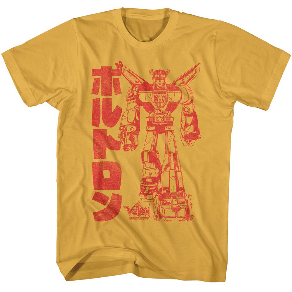 Ginger Voltron t-shirt featuring a Katakana design