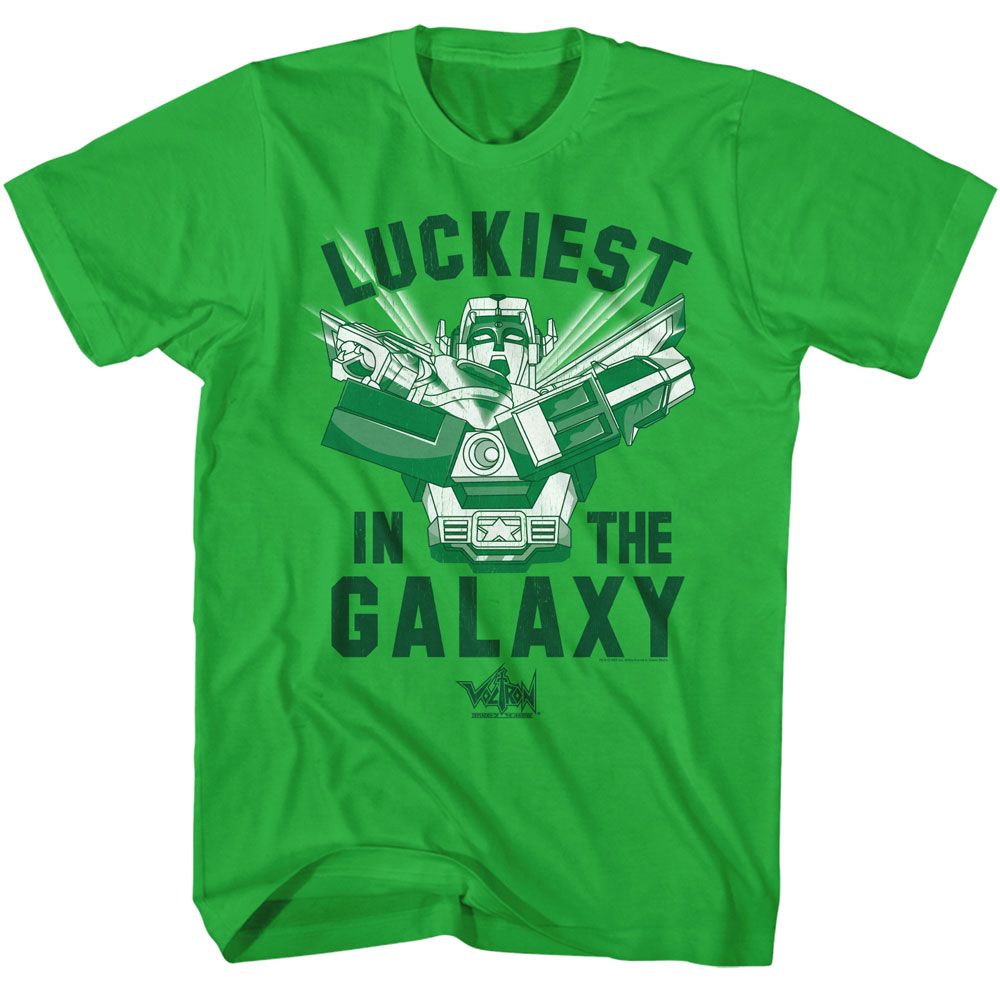 Kelly Green Voltron t-shirt featuring a Luckiest in the Galaxy design