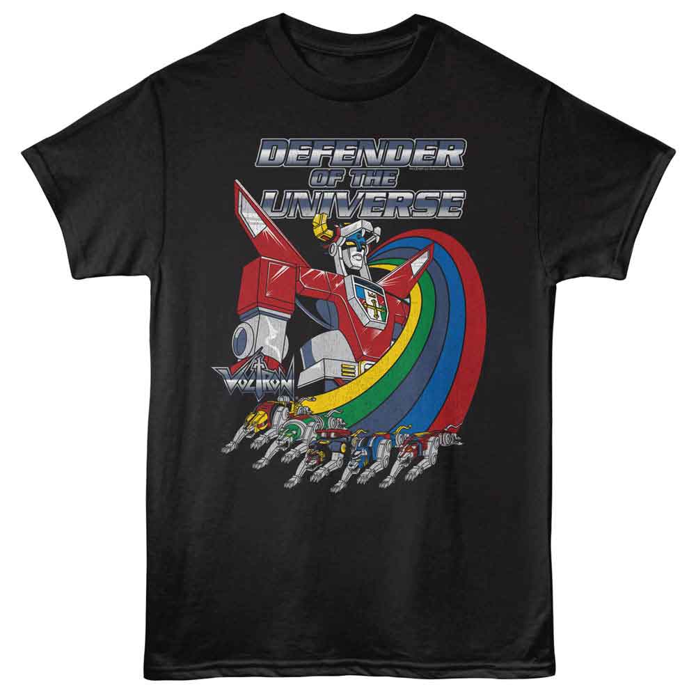Black Voltron t-shirt featuring a Lion Rainbow design