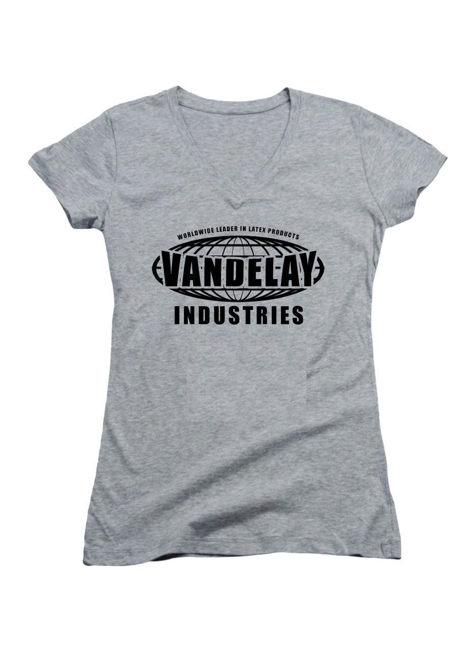 Gray Vandelay Industries Logo Juniors V-Neck T-Shirt