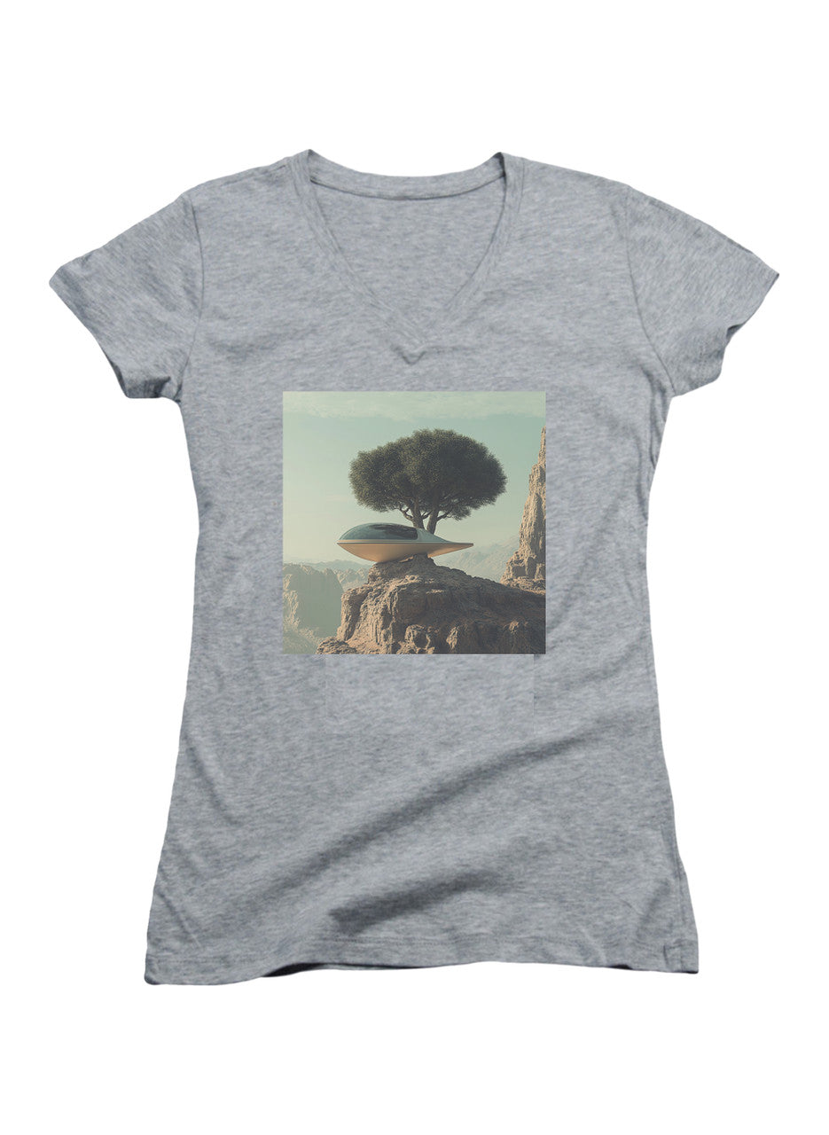 Gray Vantage Point Juniors V-Neck T-Shirt