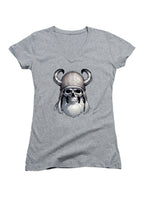 Gray Viking Skull Juniors V-Neck T-Shirt