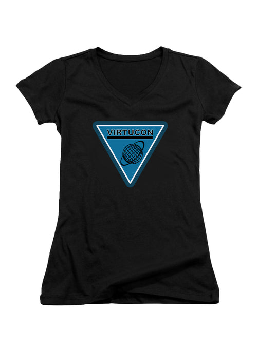 Black Virtucon Logo Juniors V-Neck T-Shirt