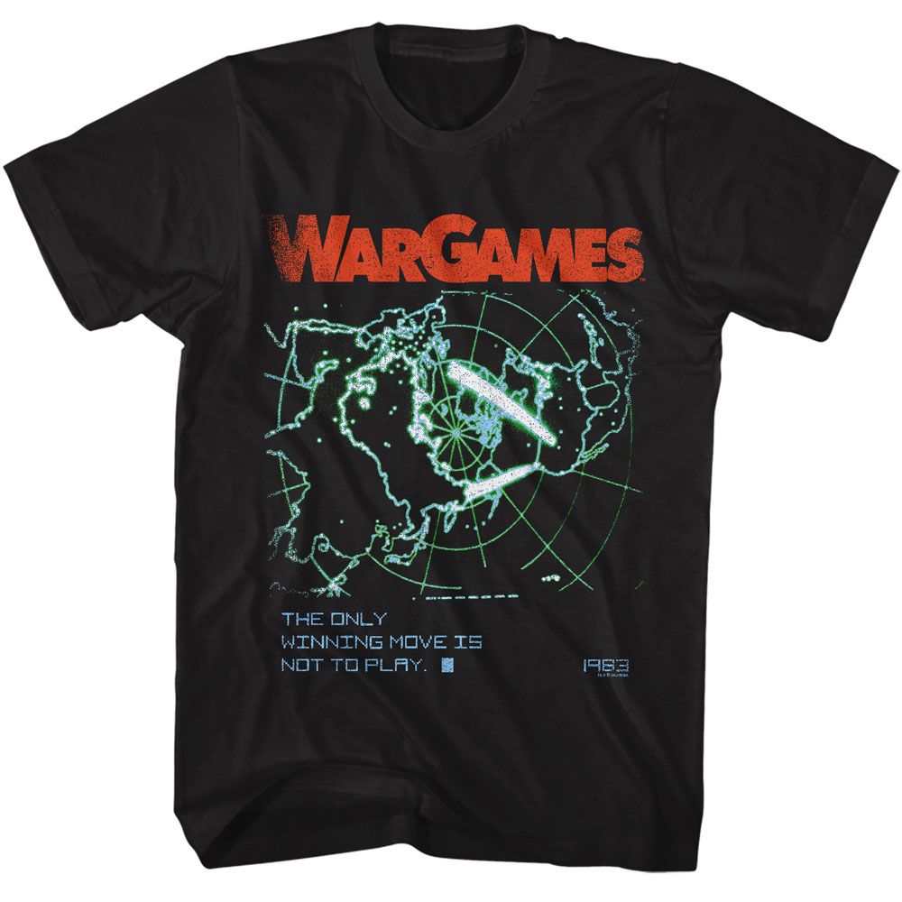 Black WarGames t-shirt featuring a The Only Winning Move design