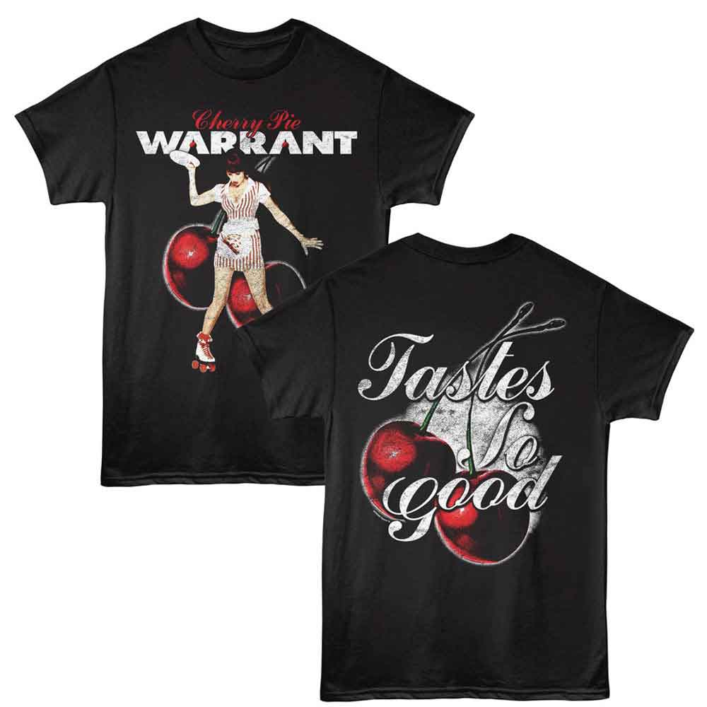 Black Warrant t-shirt featuring a Cherry Pie 90s Vintage design