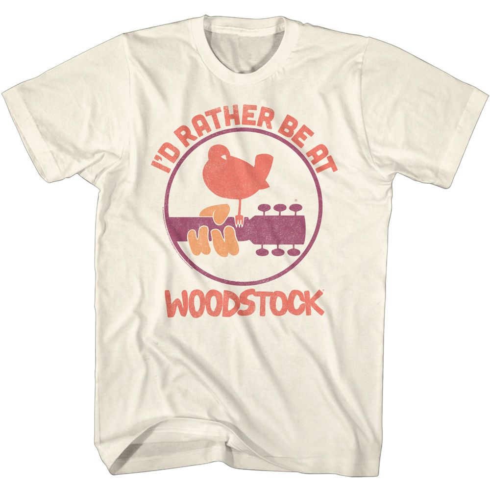 Natural Woodstock t-shirt featuring a I'd Rather Be design