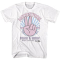 White Woodstock t-shirt featuring a Peace Sign design