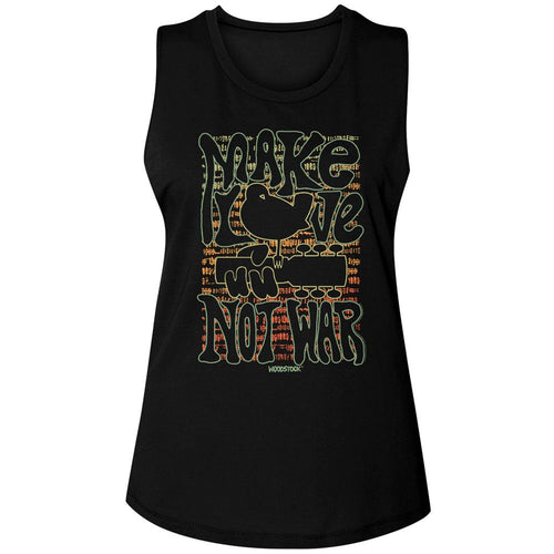 Woodstock Ladies Muscle Tank - Make Love Not War