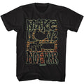 Black Woodstock t-shirt featuring a Make Love Not War design