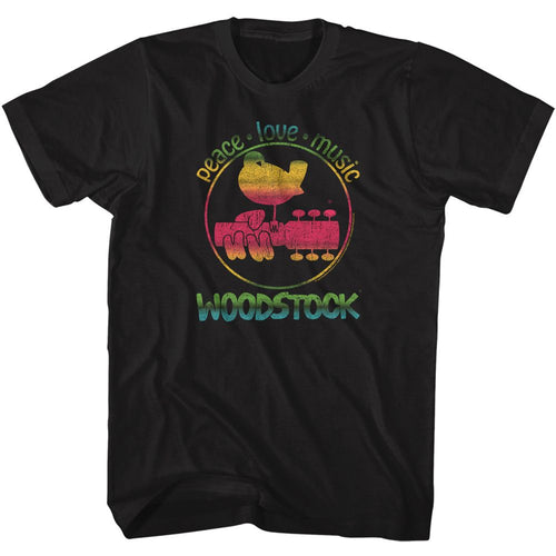 Black Woodstock t-shirt featuring a Gradient design