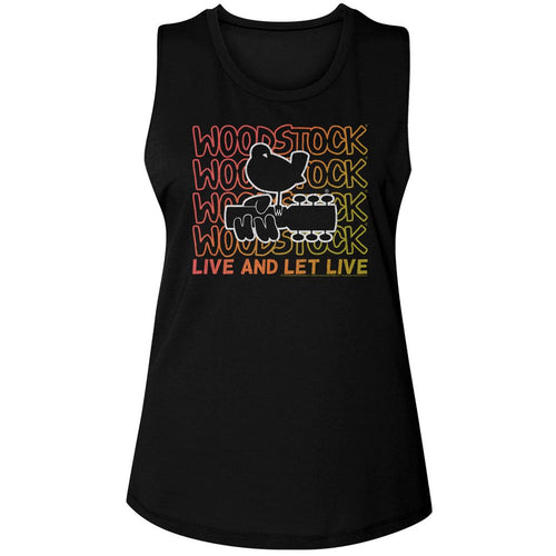 Woodstock Ladies Muscle Tank - Live and Let Live