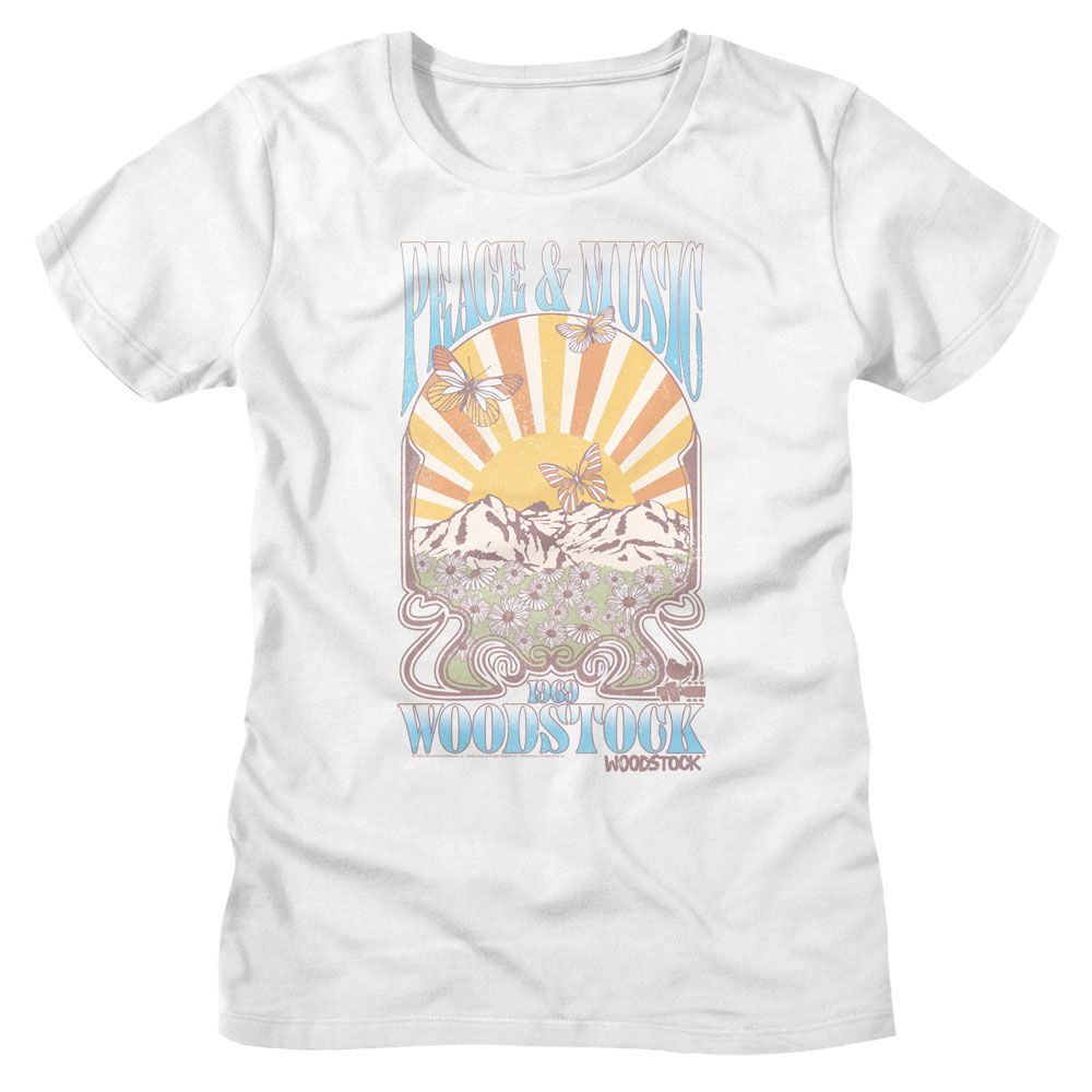 Woodstock Ladies T-Shirt - Peace and Music Landscape
