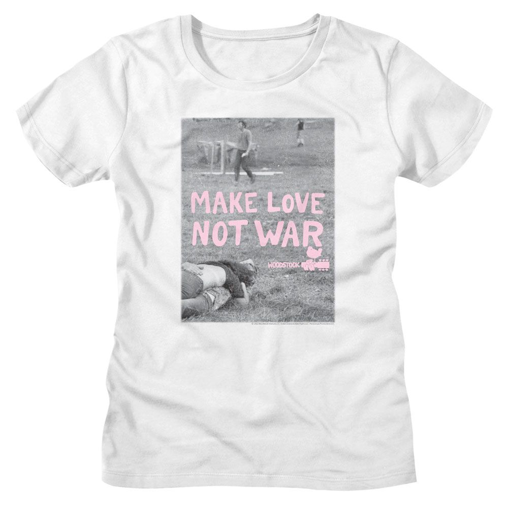 Woodstock Ladies T-Shirt - Make Love Not War Poster