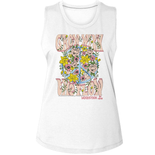 Woodstock Ladies Muscle Tank - Grow with the Flow