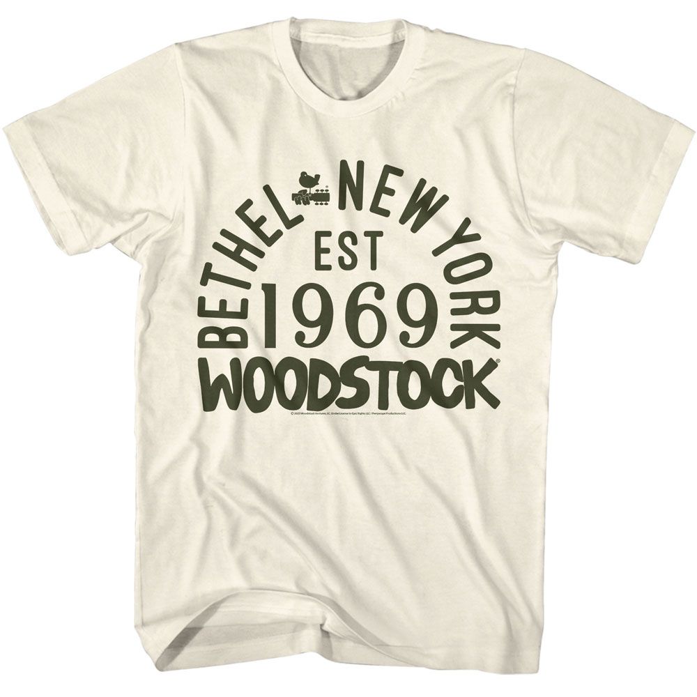Natural Woodstock t-shirt featuring a Word Stock design